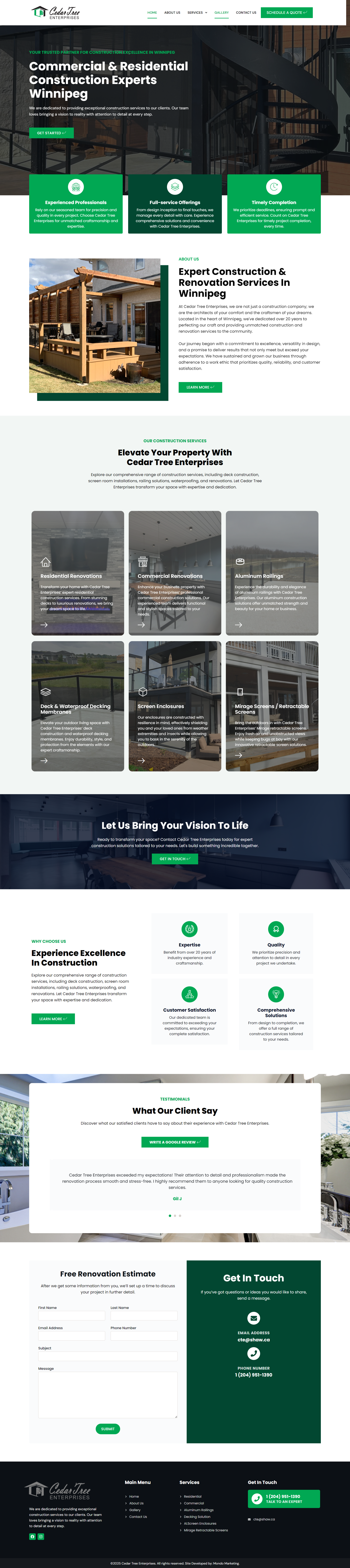 Construction company web design in Winnipeg